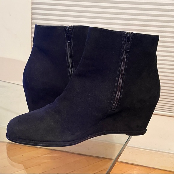 Stuart Weitzman Black Suede Wedge Booties - Picture 2 of 10